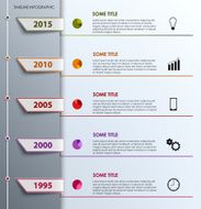 Time line info graphic with colored tabs design template