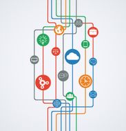 Network connections information flow with icons N2