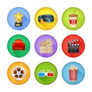 Set of realistic cinema icons N3