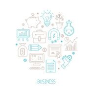 Set of vector business or finance icons and concepts
