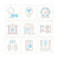 Set of vector common map icons and concepts