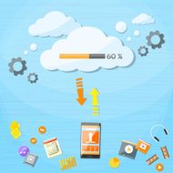 Smart Cell Phone Cloud Upload Online Internet Data Download