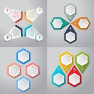 Infographics background with 4 option hexagon elements