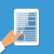 Human hand holds tablet pc with opened site page N2