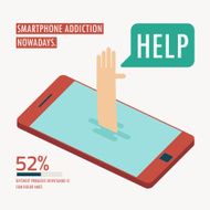 human get drowned on smartphone addiction infographic concept