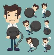 Set of businessman burden with Debt eps10 vector format
