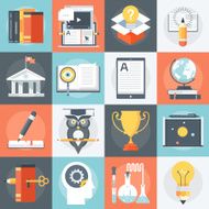 Advanced Education Icons flat style colorful vector icon set N2
