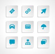 Modern vector icons set bend paper effect N9