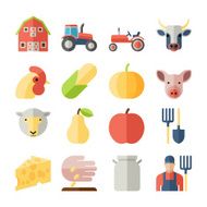 Set of farming harvesting and agriculture flat icons set N2