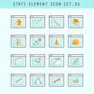 Line Flat Icons Statistic Elements Set 01
