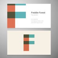 Vintage letter F icon business card template