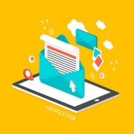 newsletter concept 3d isometric infographic