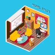 3d isometric infographic for cozy work space N2