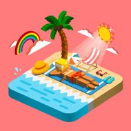 summer recreation concept 3d isometric infographic