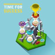 time for success flat 3d isometric infographic