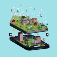 navigation concept 3d isometric infographic