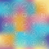 Line Circle Finance Business Office Icons Set