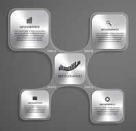 Abstract glass infographic design template in the square form N2