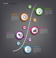 Time line info graphic with colored rounds design template