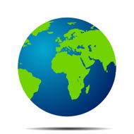Map of the world globe with shadow on white background N3