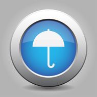 blue metal button with umbrella