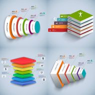 Set of abstract 3D digital business Infographic N2