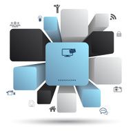 Vector cube box for business concepts with icons N3