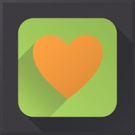 Flat design heart icon on black background N2