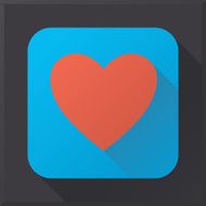 Flat design heart icon on black background N3