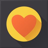Flat design heart icon on black background N4