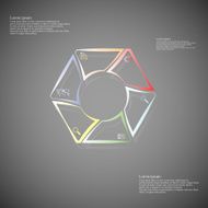 Hexagonal infographic consits of lines on dark