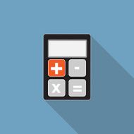 Calculator Flat Icon with Long Shadow Vector Illustration N2