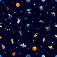 Pattern of space icons and infographics elements N2