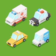 Vector Cartoon Isometric Cars N4