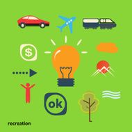 Set icons illustrating journey from idea to realization