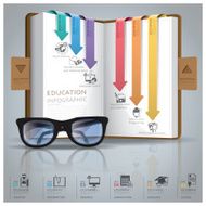 Education And Graduation Infographic With Line Arrow Bookmark Diagram N2
