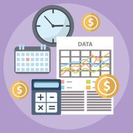 Flat time is money concept background N2
