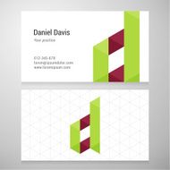 Modern letter D origami Business card template