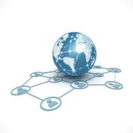 world with people network symbol for communication &amp; technology business concept
