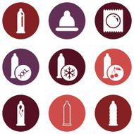 Vector Set of Condom Icons Types Condoms N10