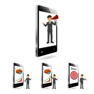 Businessman presenting information on smartphone