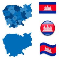 Cambodia Map and Flag Collection N2