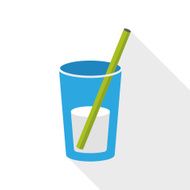 glasses drink water flat icon with long shadow