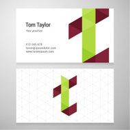 Modern letter T origami Business card template