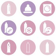 Vector Set of Condom Icons Types Condoms N11