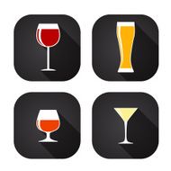 Modern Flat Dink Glass Icon Set for Web and Mobile