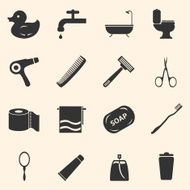 Vector Set of Bathroom and Hygiene Icons N14