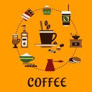 Coffee drinks and desserts flat icons N2