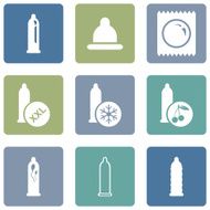 Vector Set of Condom Icons Types Condoms N12