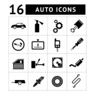 Set icons of auto car parts repair and service N4
